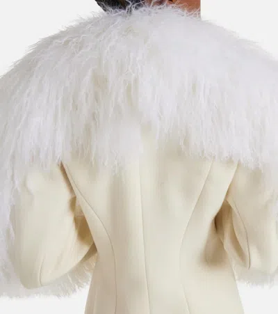 Jacquemus Le Manteau Boa Lamb Shearling Long Wool Coat In Neutral
