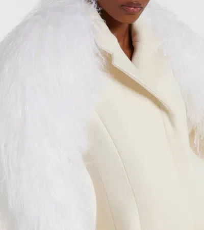 Jacquemus Le Manteau Boa Lamb Shearling Long Wool Coat In Neutral
