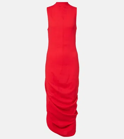Jacquemus Red High Neck Sleeveless Midi Dress In Red