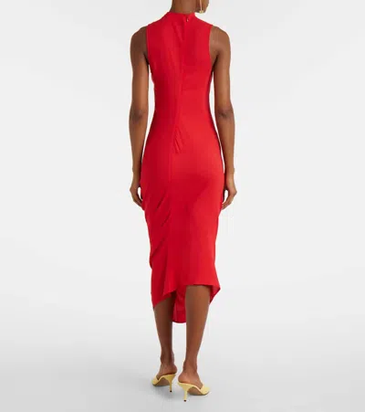 Jacquemus Red High Neck Sleeveless Midi Dress In Red