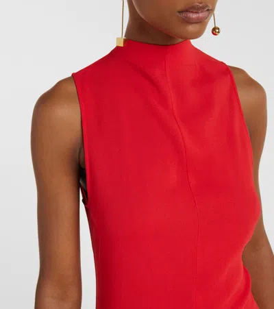 Jacquemus Red High Neck Sleeveless Midi Dress In Red