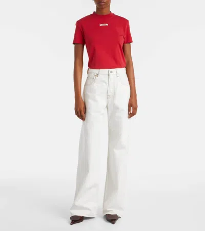 Jacquemus Le De Nimes Wide Leg Jeans In White