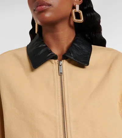 皮革边饰牛仔夹克