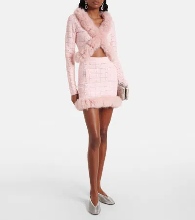 Self-portrait Open-knit Miniskirt In Pink