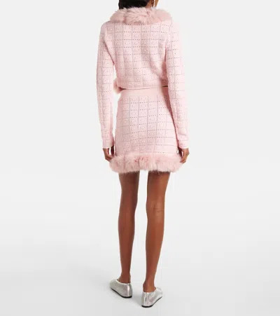 Self-portrait Open-knit Miniskirt In Pink