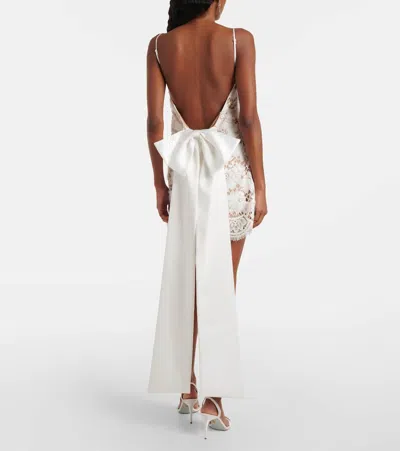 Self-portrait Bow-detail Lace Minidress In White