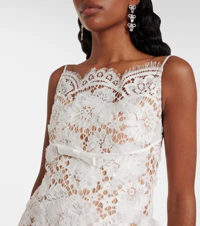 Self-portrait Bow-detail Lace Minidress In White