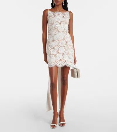 Self-portrait Bow-detail Lace Minidress In White