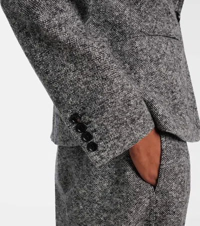 Max Mara Salmone Virgin Wool Blend Blazer In Gray