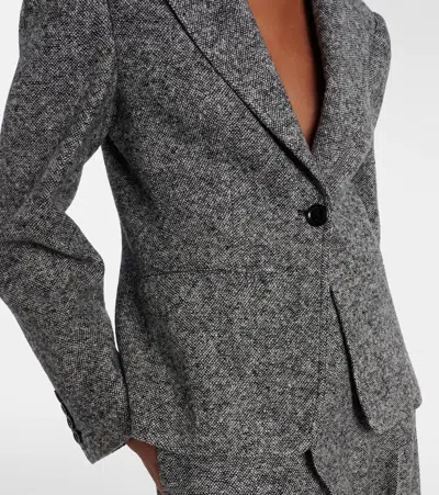 Max Mara Salmone Virgin Wool Blend Blazer In Gray