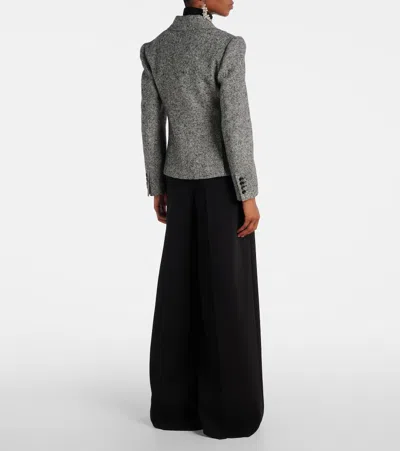 Max Mara Salmone Virgin Wool Blend Blazer In Gray