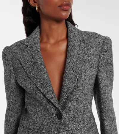 Max Mara Salmone Virgin Wool Blend Blazer In Gray