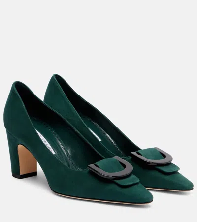 Manolo Blahnik 70mm Beti Buckle Pump In Green