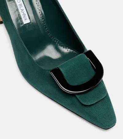 Manolo Blahnik 70mm Beti Buckle Pump In Green