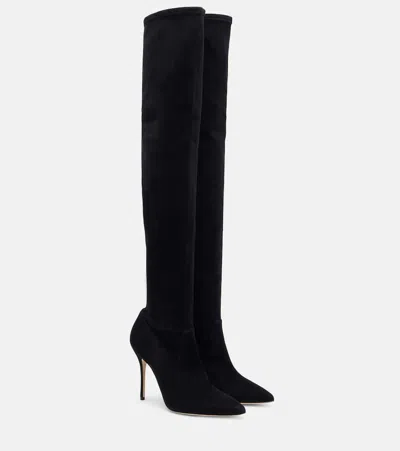Manolo Blahnik Pascalarehi 105 Suede Over-the-knee Boots In Black