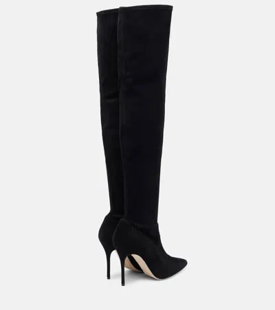 Manolo Blahnik Pascalarehi 105 Suede Over-the-knee Boots In Black
