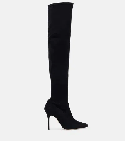 Manolo Blahnik Pascalarehi 105 Suede Over-the-knee Boots In Black