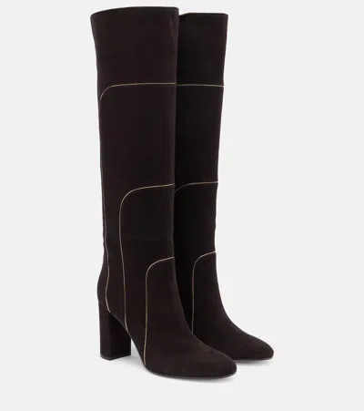 Gianvito Rossi Dark Brown Suede Juliette Boots In Multi