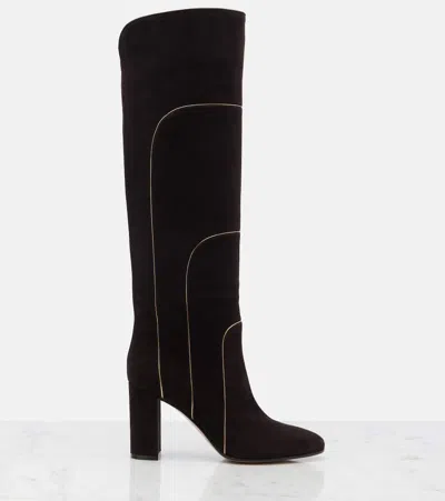 Gianvito Rossi Dark Brown Suede Juliette Boots In Multi