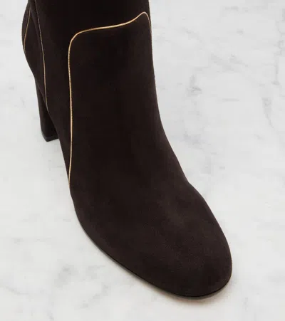 Gianvito Rossi Dark Brown Suede Juliette Boots In Multi