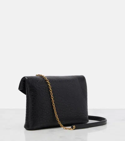 Saint Laurent Cassandre Mini Textured-leather Shoulder Bag In Black