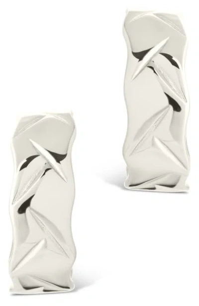 Sterling Forever Ashton Texture Hoop Earrings In Metallic