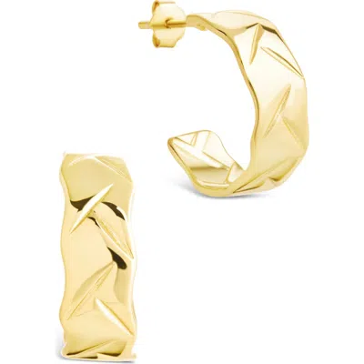 Sterling Forever Ashton Texture Hoop Earrings In Gold
