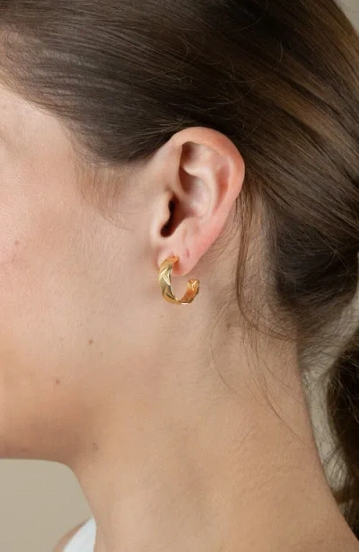 Sterling Forever Ashton Texture Hoop Earrings In Gold