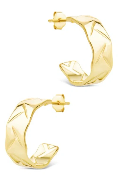 Sterling Forever Ashton Texture Hoop Earrings In Gold