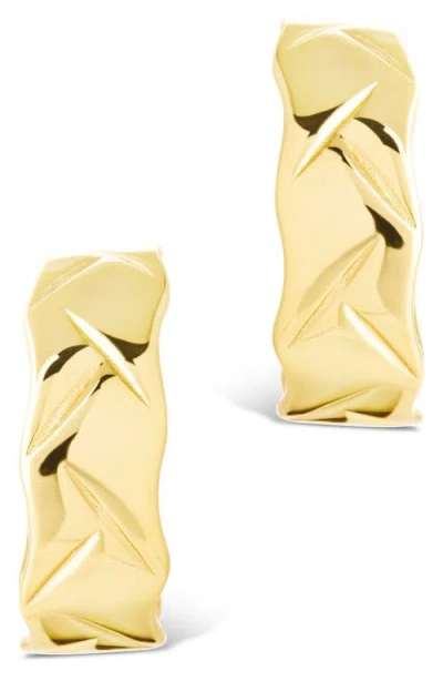 Sterling Forever Ashton Texture Hoop Earrings In Gold
