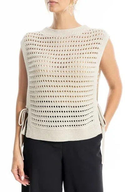 Max Studio Open Stitch Sweater Vest In Gray