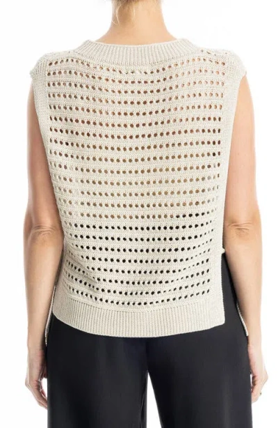 Max Studio Open Stitch Sweater Vest In Gray