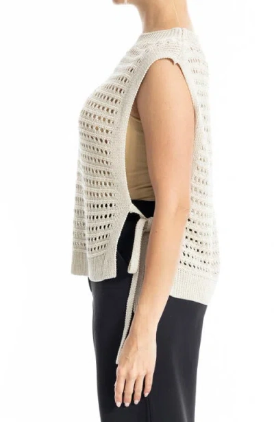 Max Studio Open Stitch Sweater Vest In Gray