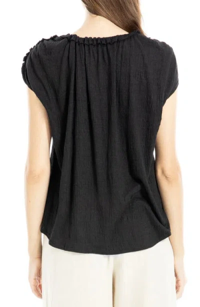 Max Studio Tie Keyhole Cap Sleeve Top In Black