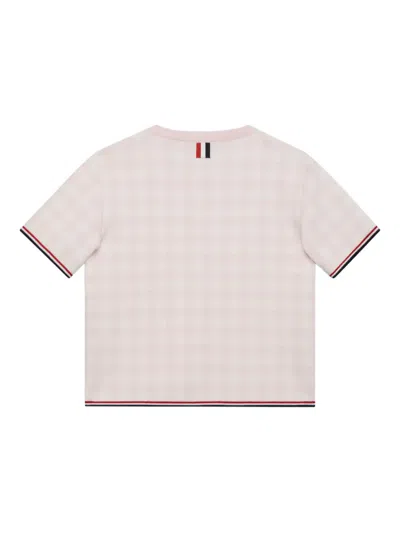 Thom Browne Gingham-pattern Short-sleeve Sweater In Neutral