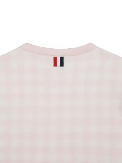 Thom Browne Gingham-pattern Short-sleeve Sweater In Neutral