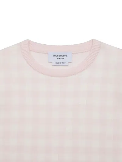 Thom Browne Gingham-pattern Short-sleeve Sweater In Neutral