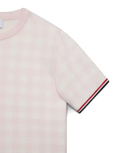 Thom Browne Gingham-pattern Short-sleeve Sweater In Neutral
