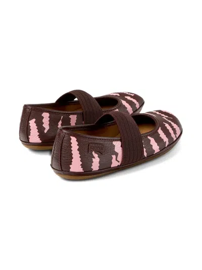 Camper Right Zebra-print Elastic-strap Ballerinas In Brown