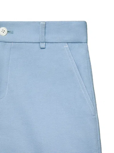Thom Browne Beltloop Canvas Shorts In Blue