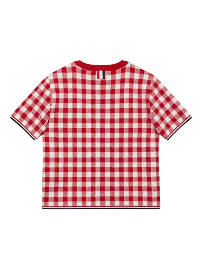 Thom Browne Check-pattern T-shirt In Red