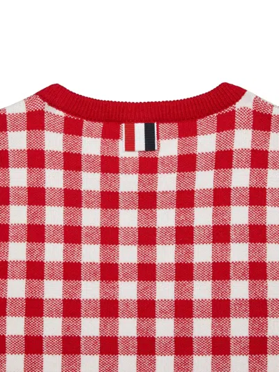 Thom Browne Check-pattern T-shirt In Red