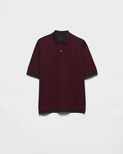 Prada Men's Tipped Cotton Pique Polo Shirt In Brown