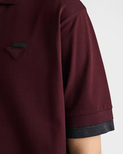 Prada Men's Tipped Cotton Pique Polo Shirt In Brown
