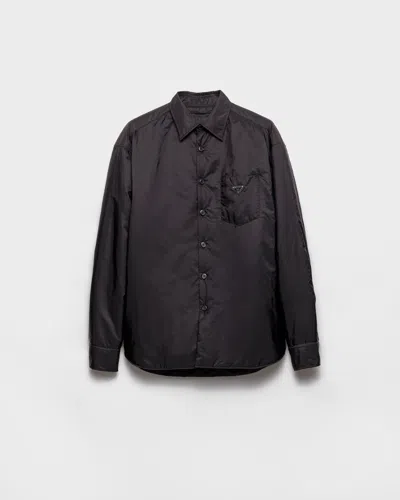 Prada Nylon Shirt With Long Sleeves And Single Chest Pocket In Black