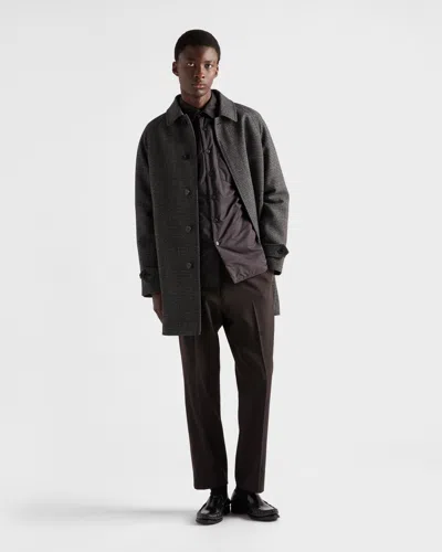 Prada Nylon Shirt With Long Sleeves And Single Chest Pocket In Black