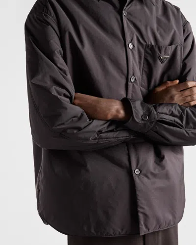 Prada Nylon Shirt With Long Sleeves And Single Chest Pocket In Black