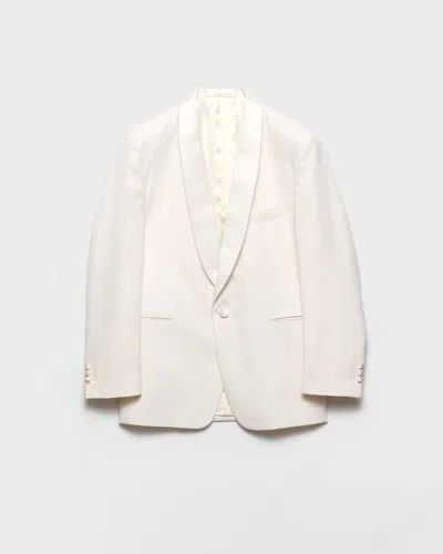 Prada Shawl-collar Wool Jacket In White