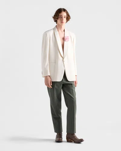 Prada Shawl-collar Wool Jacket In White