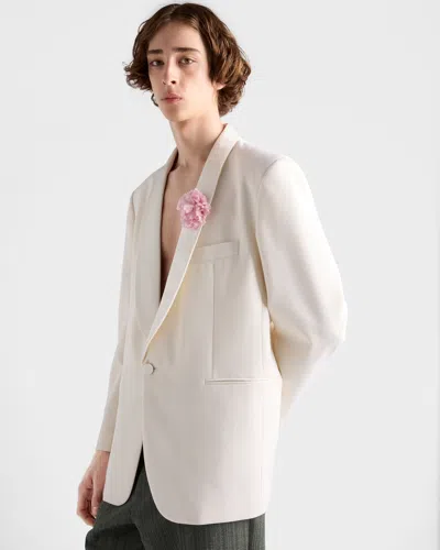 Prada Shawl-collar Wool Jacket In White
